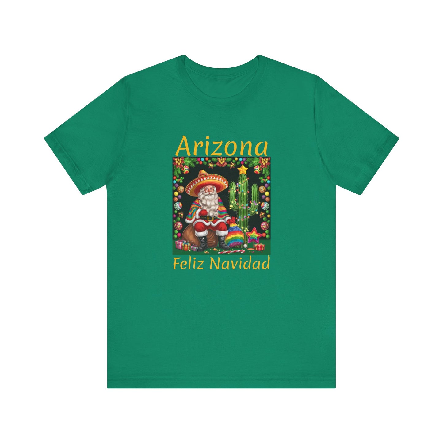 Unisex short sleeve T-Shirt - Arizona Santa in Sombrero Feliz Navidad Design, Arizona Christmas souvenir