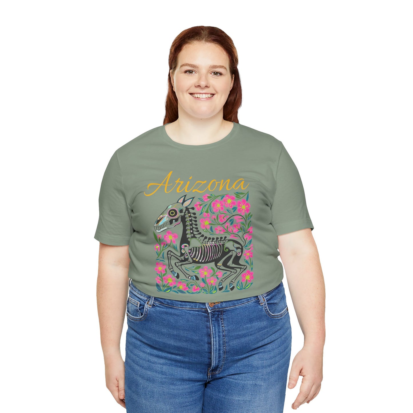 Dia de los Muertos Unisex Tee, Skull Art Shirt, Horse Skeleton,Arizona Gift, Fall Fashion, Halloween Celebration, Fiery Spirit
