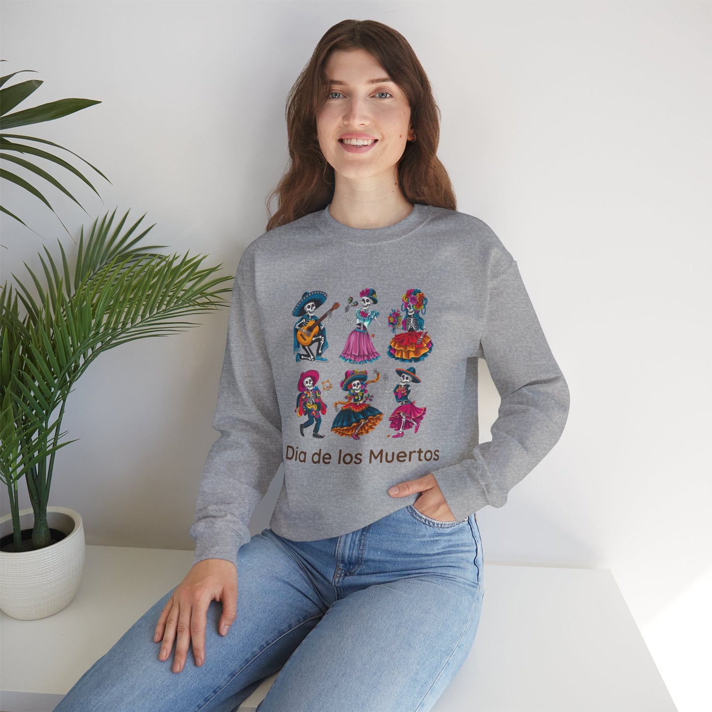 Dia de los Muertos Crewneck Sweatshirt, Cozy Halloween Sweatshirt, Unisex Sweatshirt, Festival Apparel, Mexican Cultural Celebration Clothing