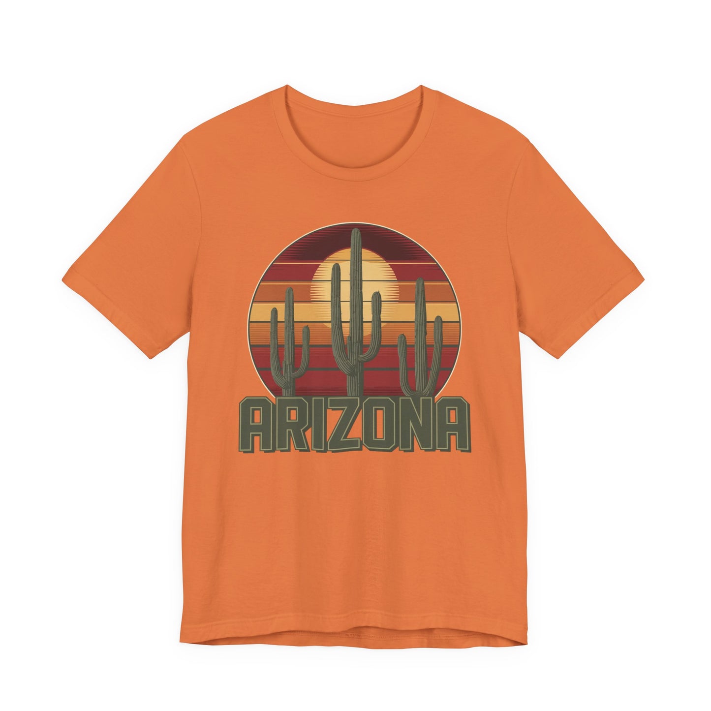 Arizona Desert Landscape Three Saguaro Cactus at Sunset Graphic Tee for Nature Lovers, Boho Summer Shirt, Gift for Adventurers, Vacation Wear, Casual Outfit