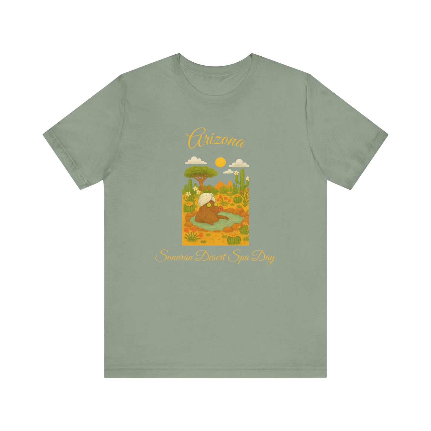 Arizona Sonoran Desert  Javelina Spa Day Souvenir Tee, Unisex Short Sleeve Shirt, Nature Lover Gift, Holiday Casual Wear, Adventure T-Shirt, Summer Travel Souvenir