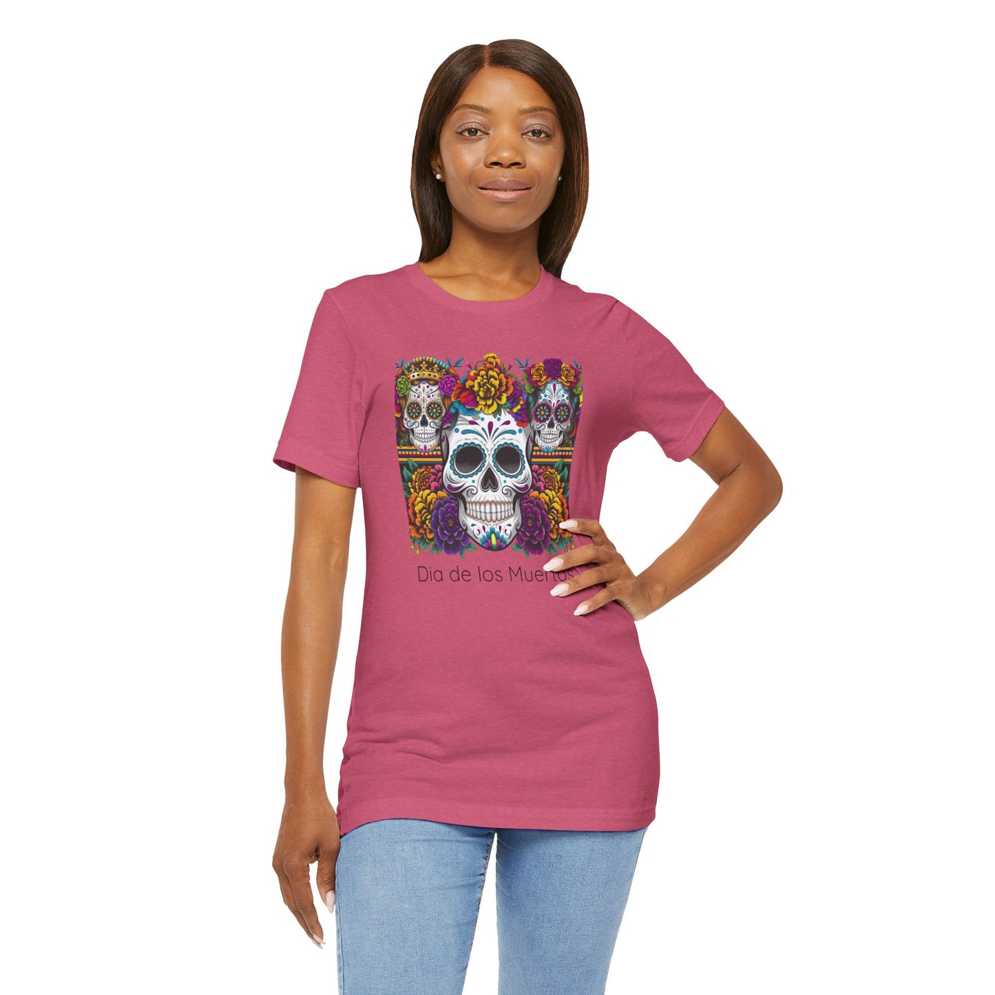Dia de los Muertos Unisex Short Sleeve Tee, Sugar Skull Shirt, Halloween Apparel, Day of the Dead, Celebration T-Shirt