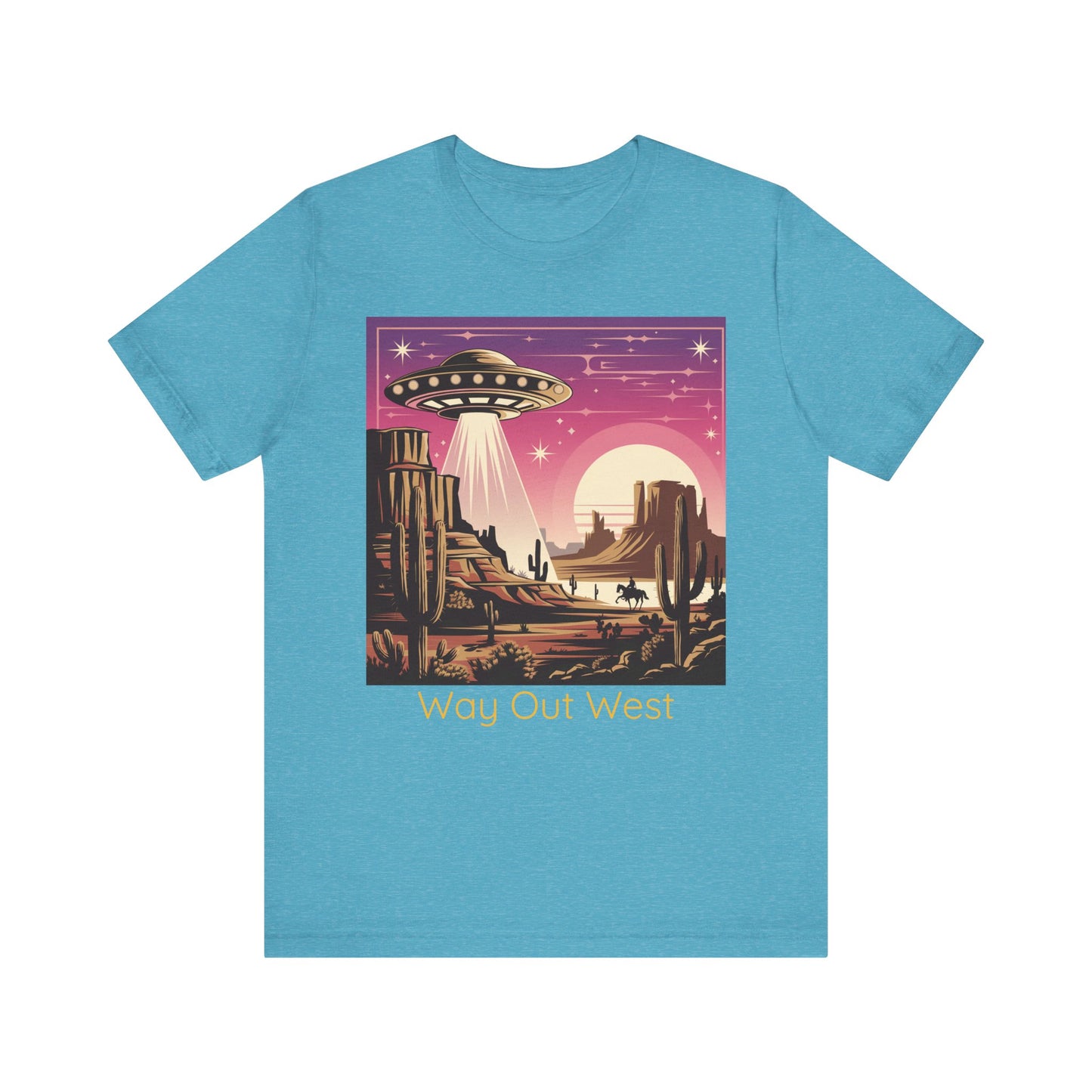 Retro UFO Graphic Tee, Way Out West T-Shirt, Unisex Casual Shirt, Vintage Style Top, Gift for Space Lovers, Outdoor Adventure Wear