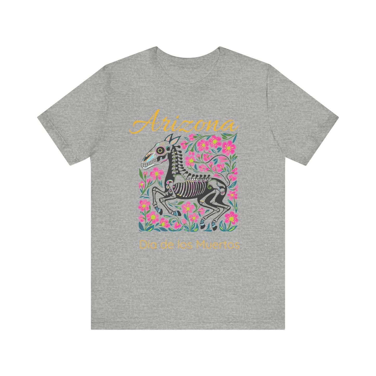 Dia de los Muertos Unisex Tee, Skull Art Shirt, Horse Skeleton,Arizona Gift, Fall Fashion, Halloween Celebration, Fiery Spirit