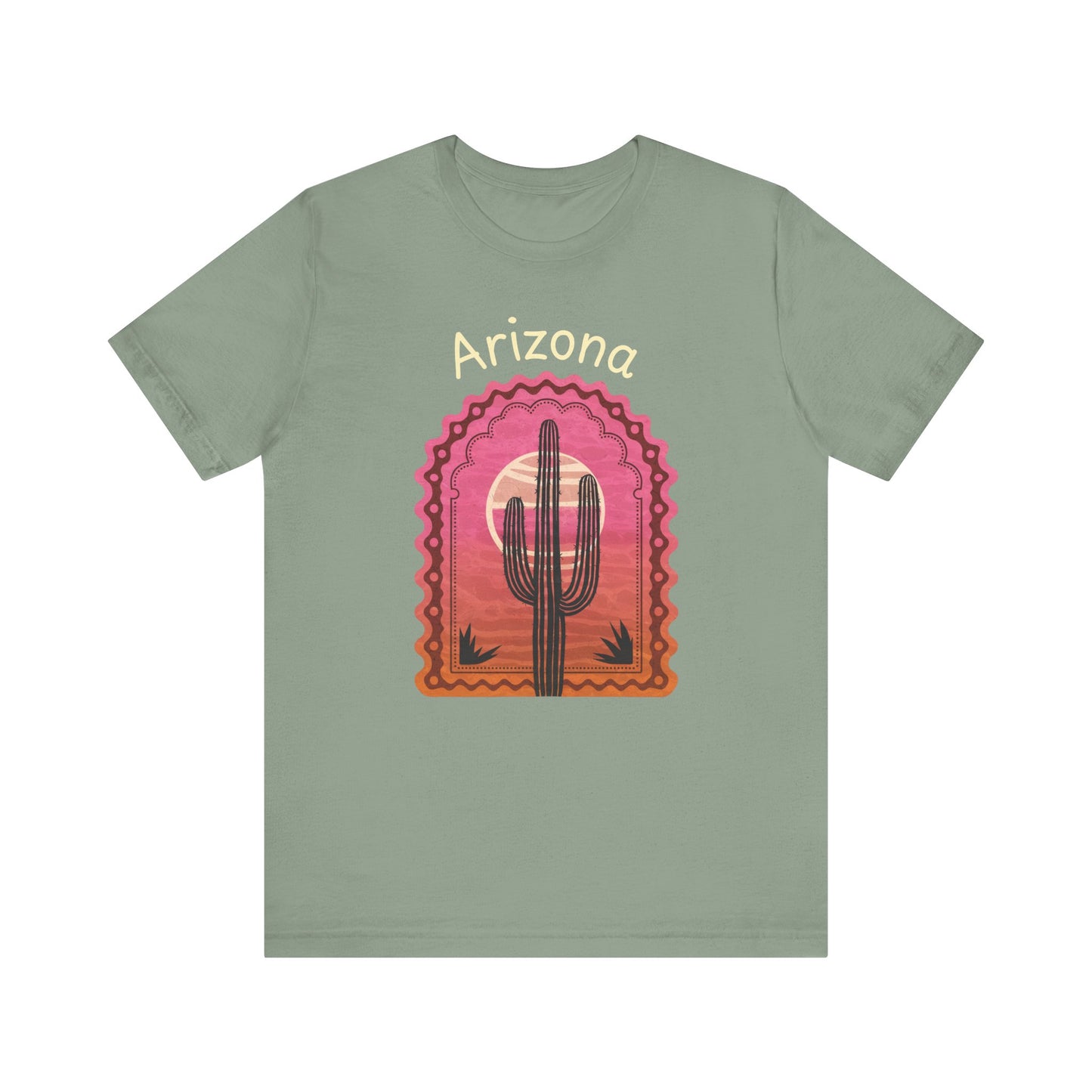 Desert Saguaro Sunset Graphic Tee for Nature Lovers, Boho Summer Shirt, Gift for Adventurers, Vacation Wear, Casual Outfit