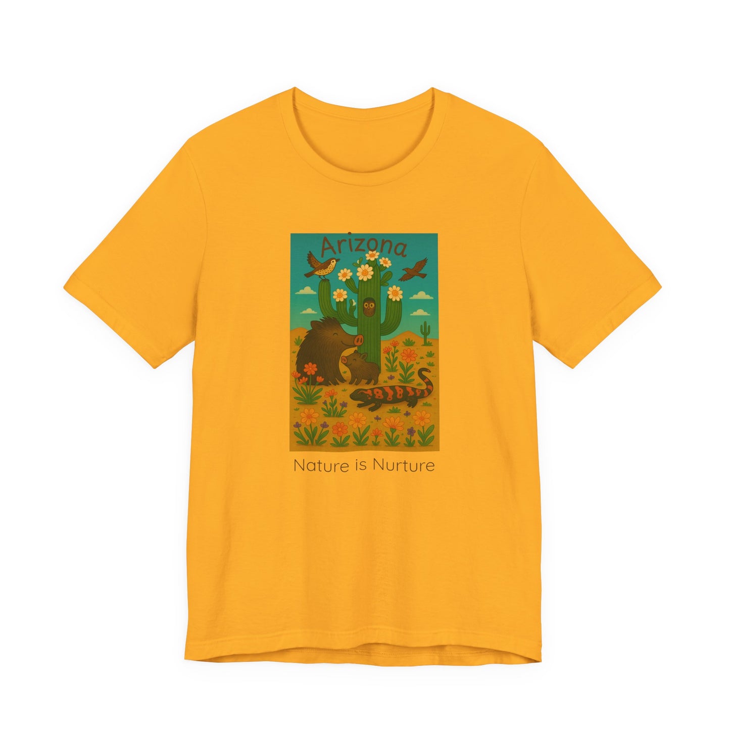 Arizona Desert Saguaro cactus in bloom ,Unisex Tee, Southwest Botanical Shirt, Nature Lover Gift, Boho Desert Top, Desert Critters Tshirt,