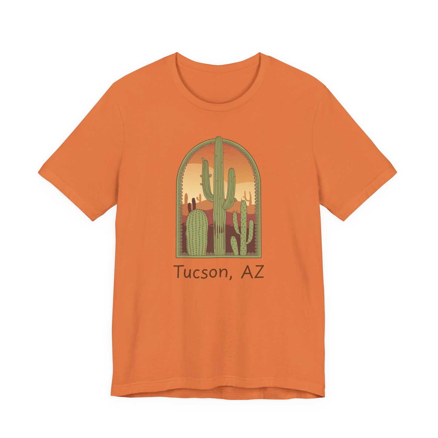Desert Sunset Tee, Tucson Cactus Shirt, Unisex Short Sleeve, Gifts for Nature Lovers, Southwest Apparel, Travel Souvenir