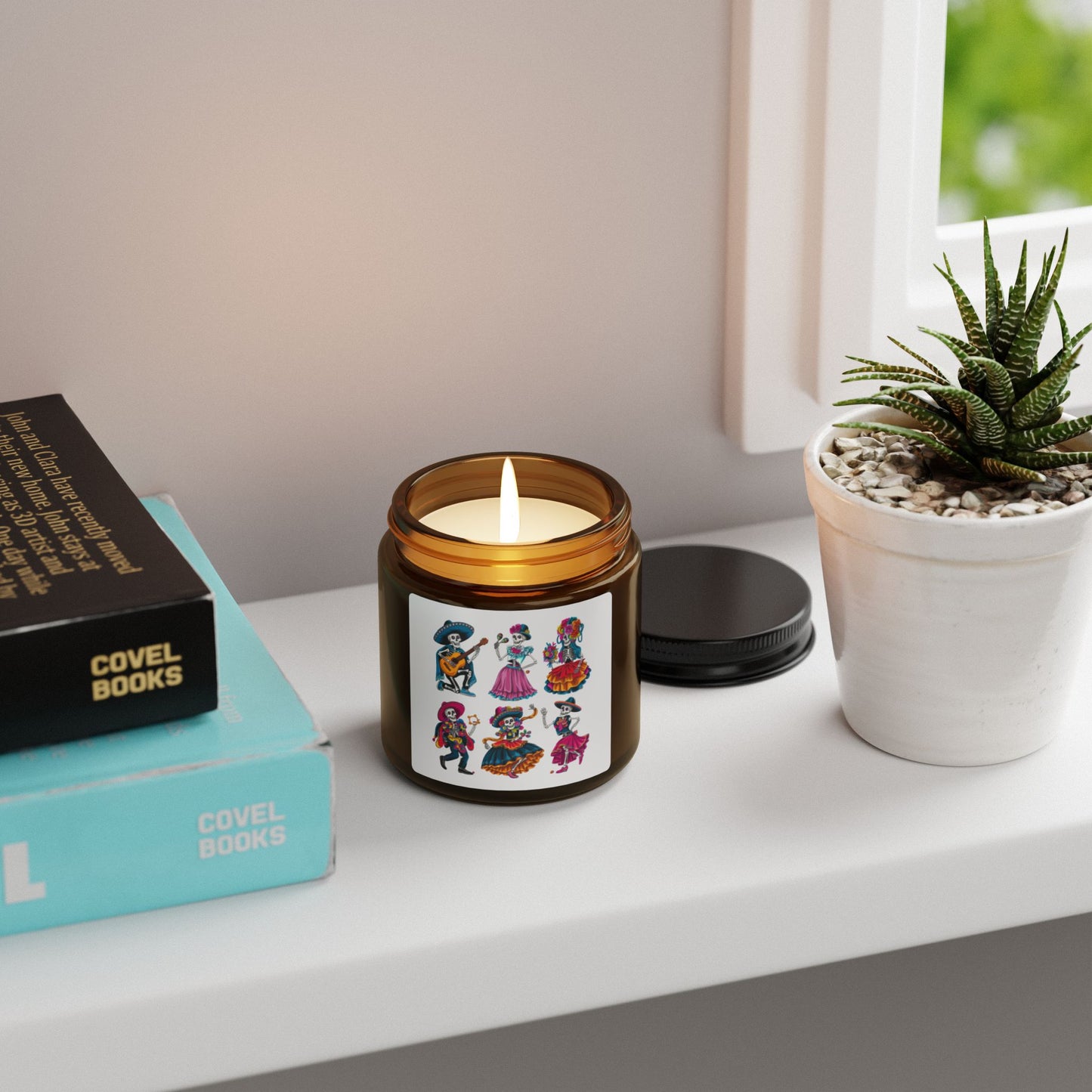 Vibrant Day of the Dead Dancing Skeletons\ Scented Candle | Fiesta Candle Gift, Cozy Home Decor, Aromatherapy, Multi-Size