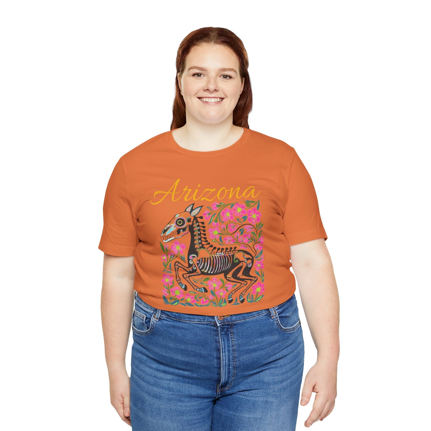 Dia de los Muertos Unisex Tee, Skull Art Shirt, Horse Skeleton,Arizona Gift, Fall Fashion, Halloween Celebration, Fiery Spirit