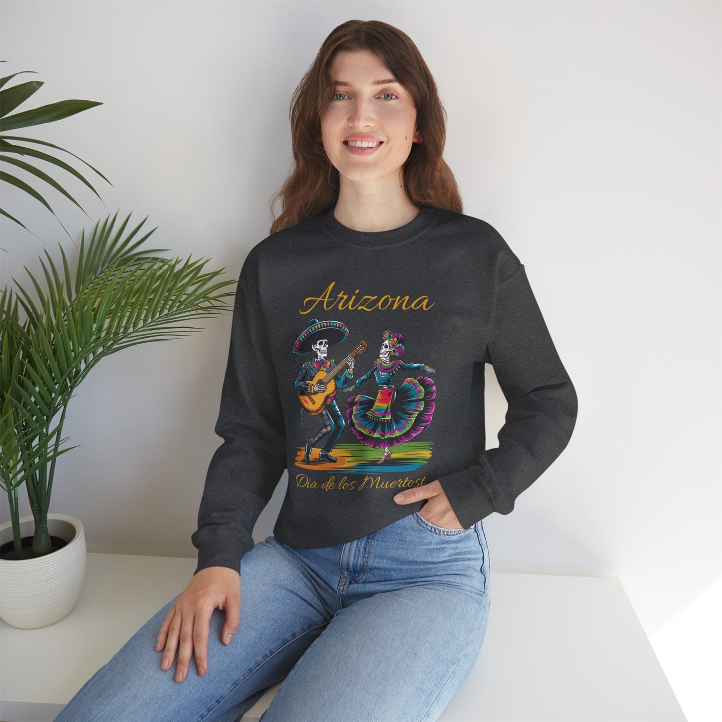 Arizona Día de los Muertos Sweatshirt, Cozy Crewneck, Unisex Apparel, Day of the Dead Gift, Fall Fashion Layer
