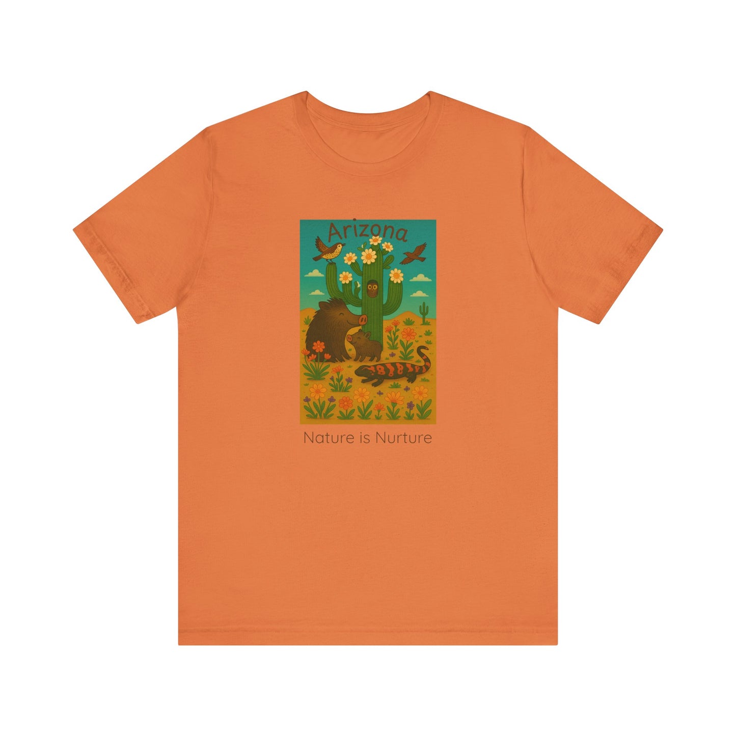 Arizona Desert Saguaro cactus in bloom ,Unisex Tee, Southwest Botanical Shirt, Nature Lover Gift, Boho Desert Top, Desert Critters Tshirt,
