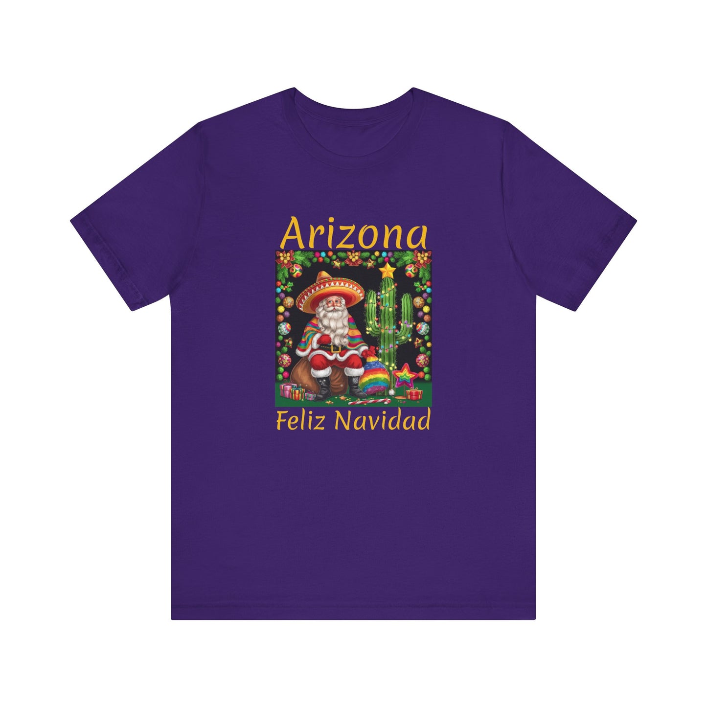 Unisex short sleeve T-Shirt - Arizona Santa in Sombrero Feliz Navidad Design, Arizona Christmas souvenir