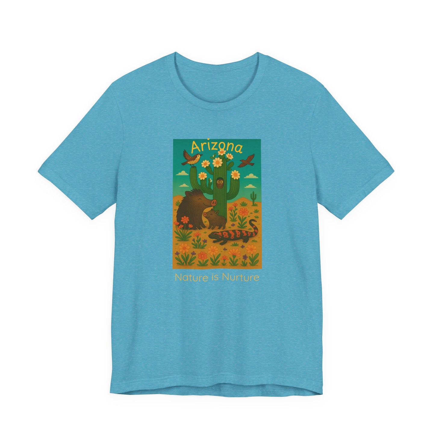 Arizona Desert Saguaro cactus in bloom ,Unisex Tee, Southwest Botanical Shirt, Nature Lover Gift, Boho Desert Top, Desert Critters Tshirt,