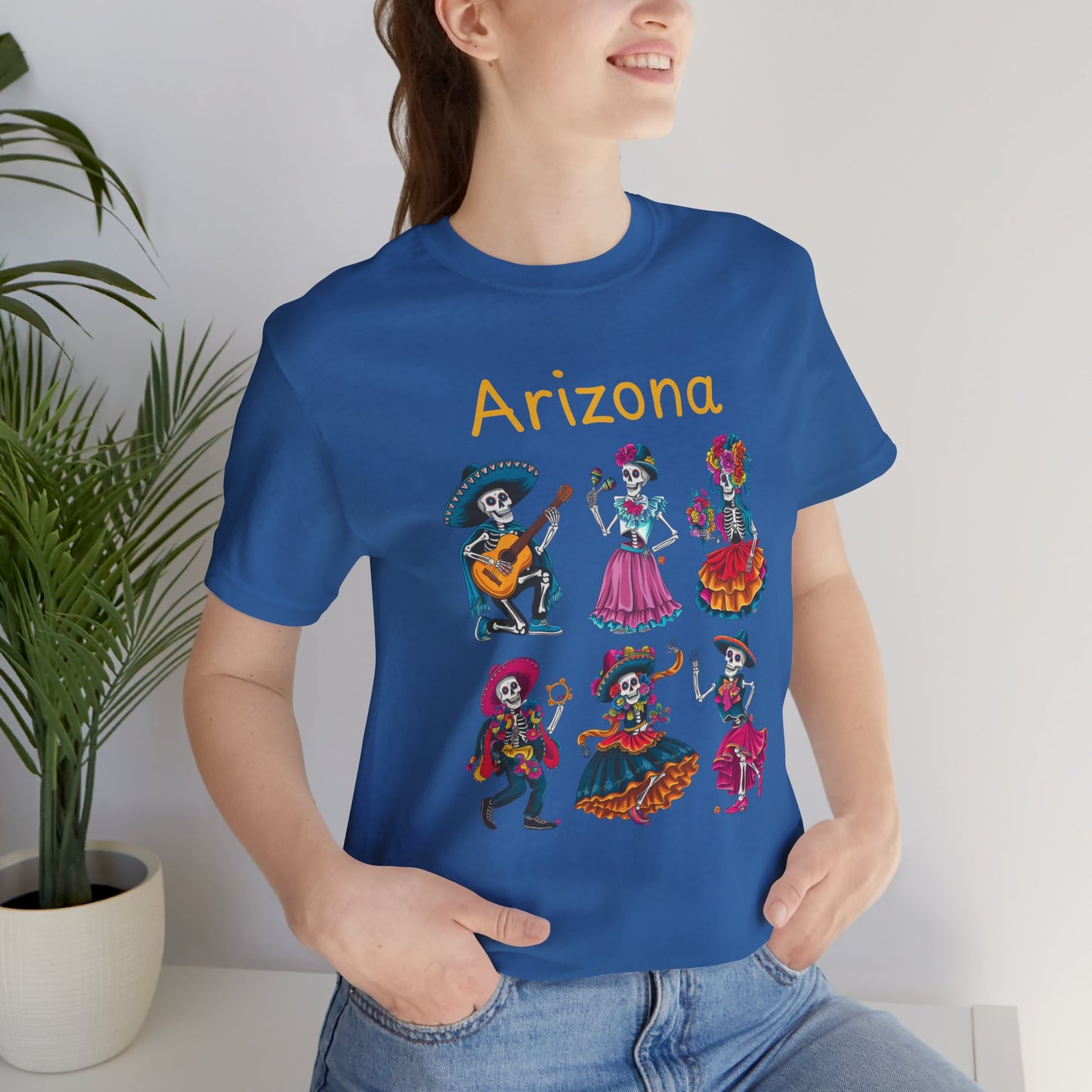 Day of the Dead Inspired Tee, Arizona Theme T-Shirt, Unisex Graphic Tee, Halloween Style Top, Mexican  Festival Wear
