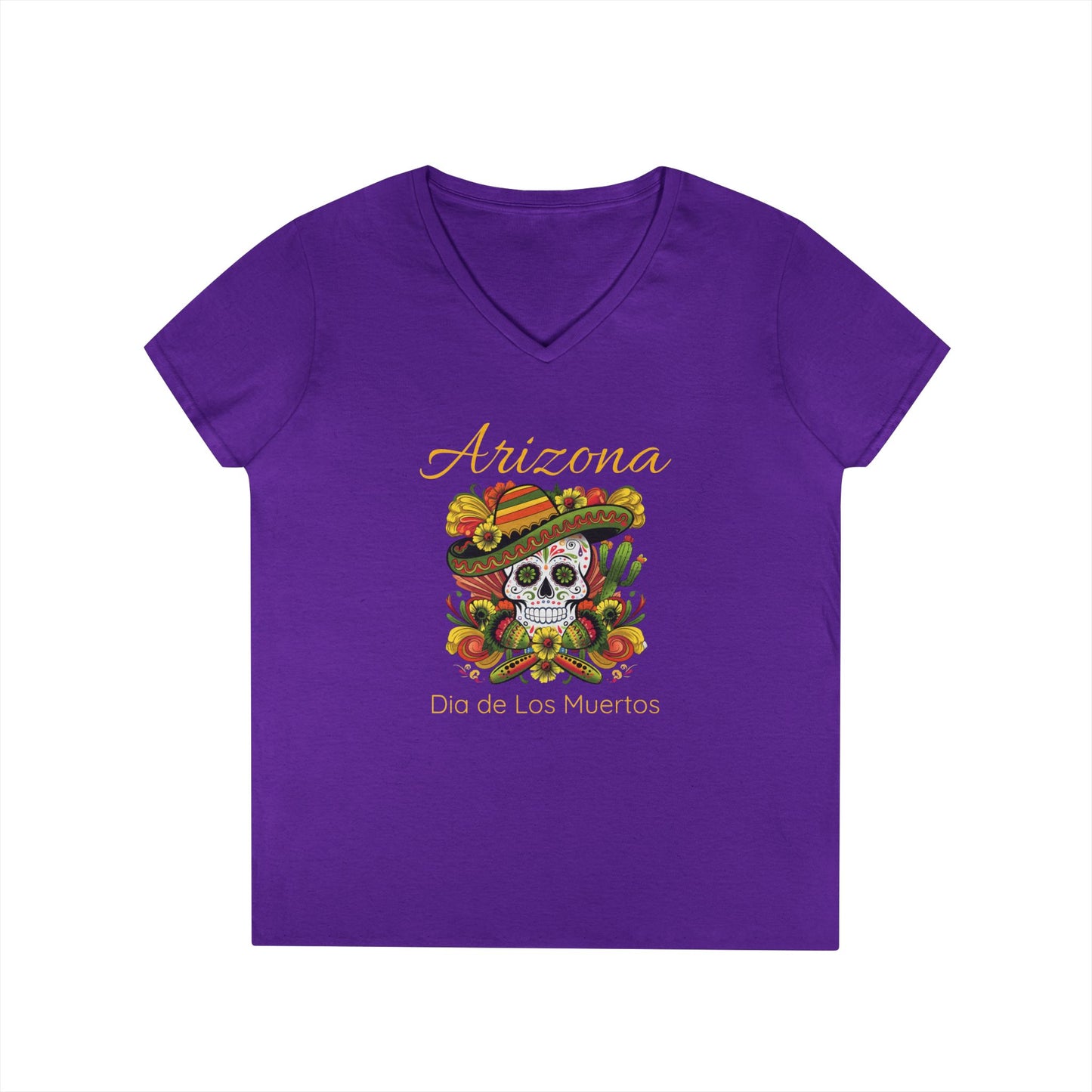 V-Neck T-Shirt Day of the Dead Sugar Skull Women's Tee