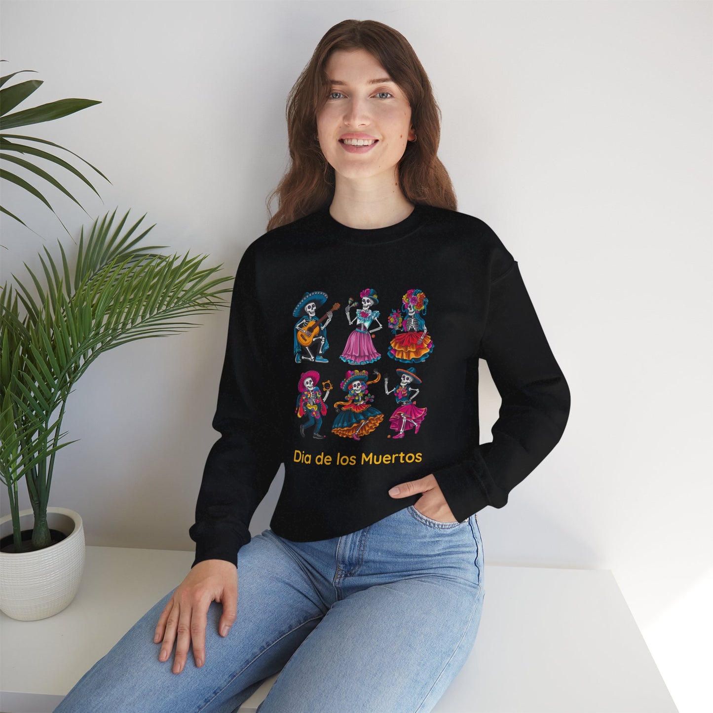 Dia de los Muertos Crewneck Sweatshirt, Cozy Halloween Sweatshirt, Unisex Sweatshirt, Festival Apparel, Mexican Cultural Celebration Clothing
