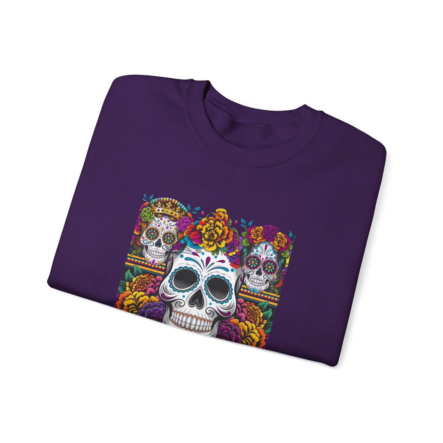 Sugar Skull Crewneck Sweatshirt, Cozy Sweatshirt, Day of the Dead Gift, Unisex Sweatshirt, Halloween Apparel, Colorful Sweatshirt