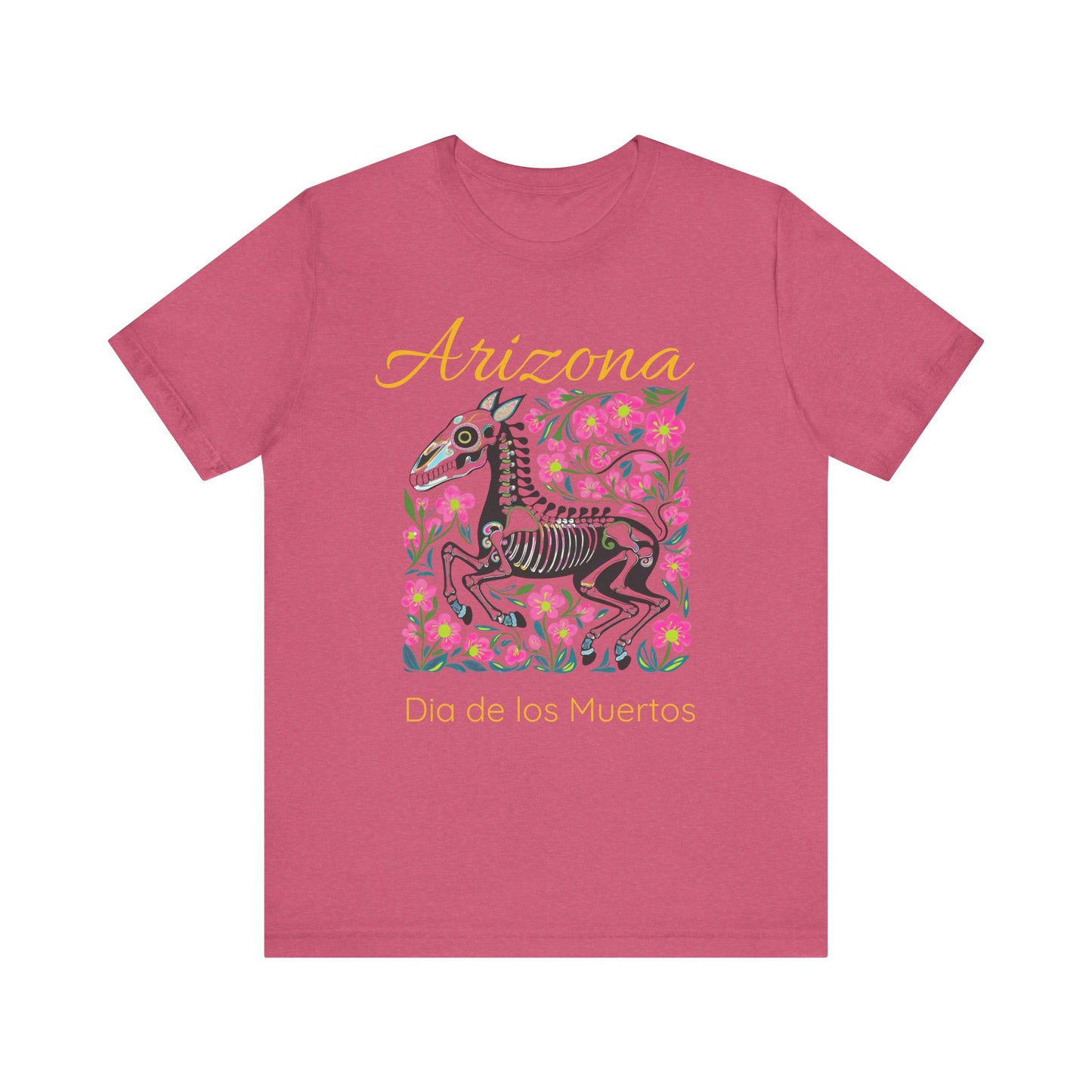 Dia de los Muertos Unisex Tee, Skull Art Shirt, Horse Skeleton,Arizona Gift, Fall Fashion, Halloween Celebration, Fiery Spirit