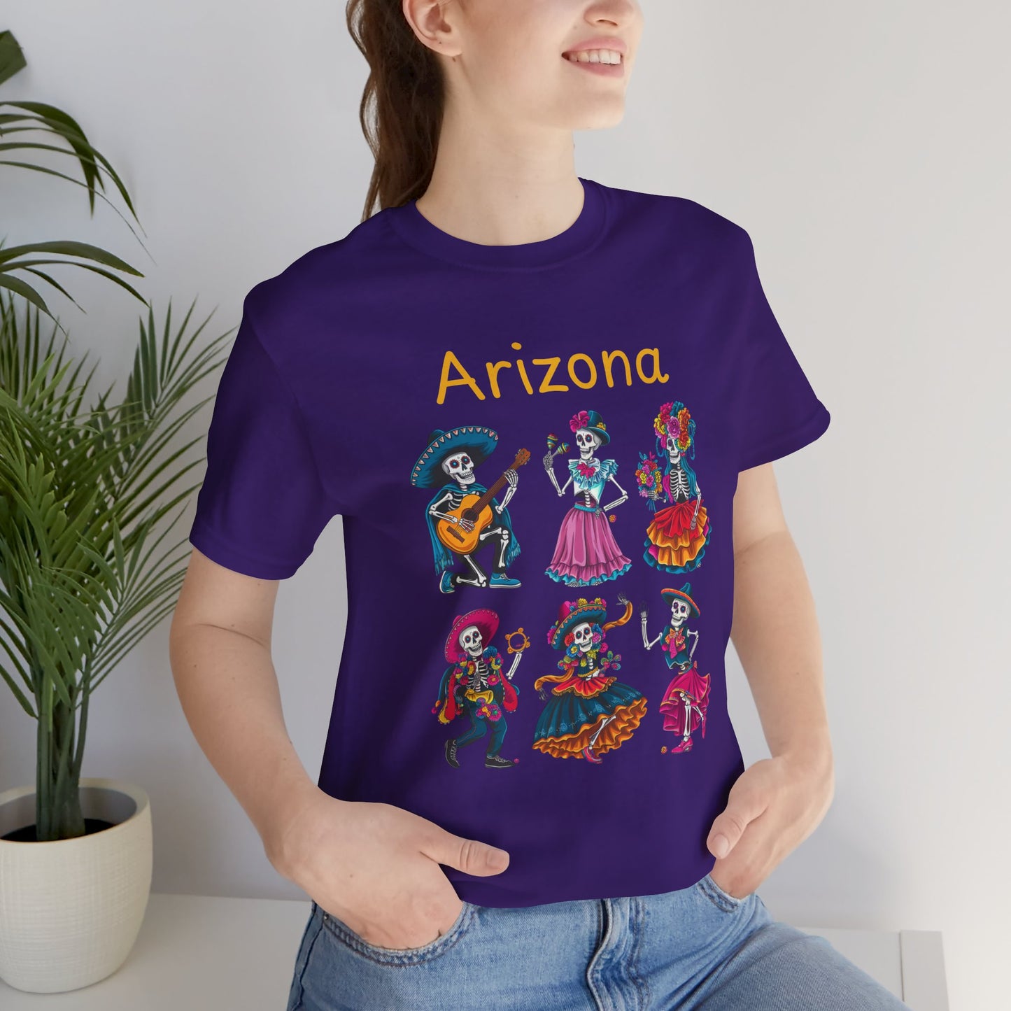 Day of the Dead Inspired Tee, Arizona Theme T-Shirt, Unisex Graphic Tee, Halloween Style Top, Mexican  Festival Wear