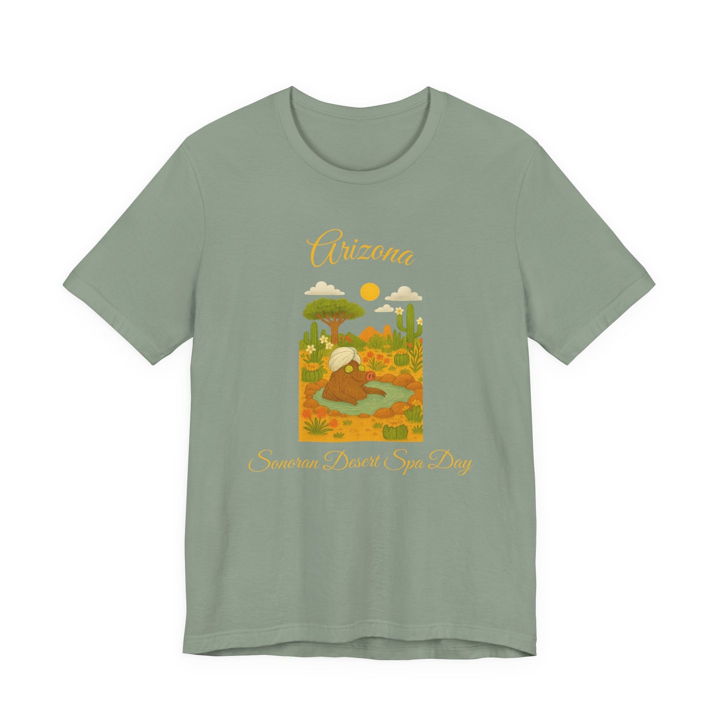 Arizona Sonoran Desert  Javelina Spa Day Souvenir Tee, Unisex Short Sleeve Shirt, Nature Lover Gift, Holiday Casual Wear, Adventure T-Shirt, Summer Travel Souvenir