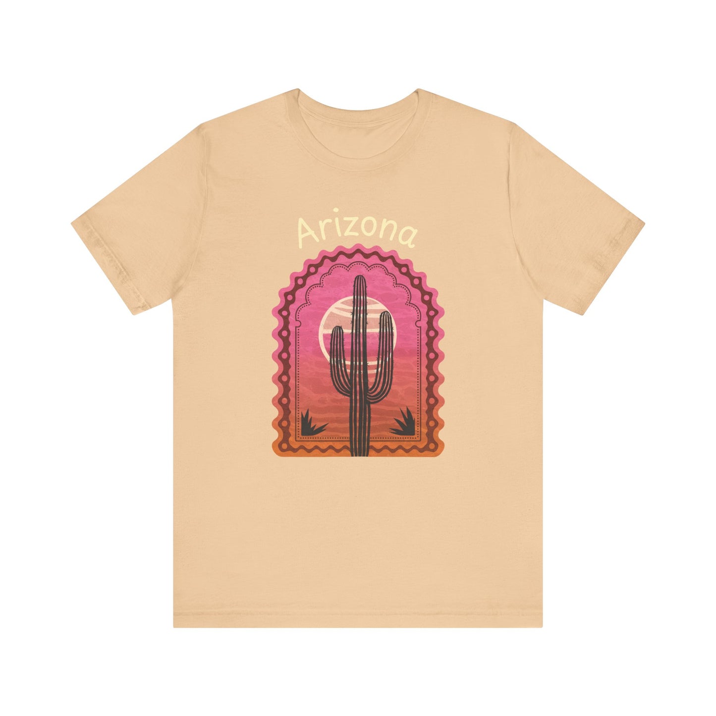 Desert Saguaro Sunset Graphic Tee for Nature Lovers, Boho Summer Shirt, Gift for Adventurers, Vacation Wear, Casual Outfit