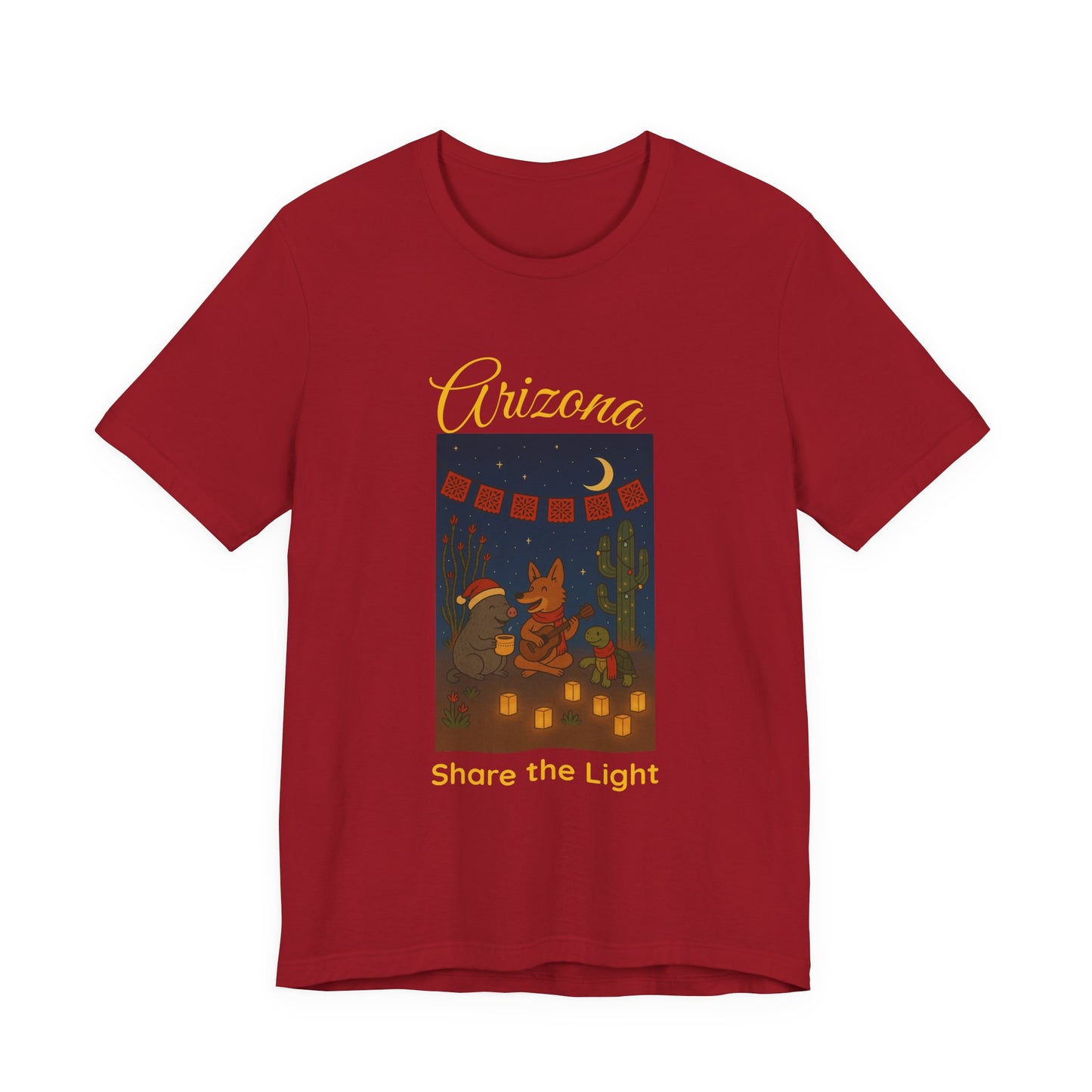 Arizona Desert Share the Light Unisex Tee, Southwest Vacation Shirt, Cactus Graphic T-Shirt, Gift for Travelers, Nature Lover Tee, Sunset