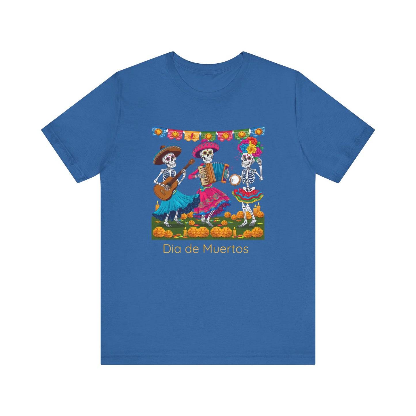 Dia de los Muertos Skeleton Tee, Mexican Folklore Unisex Shirt, Day of the Dead Short Sleeve Top, Dancing Skeletons T-Shirt, Mexican Culture