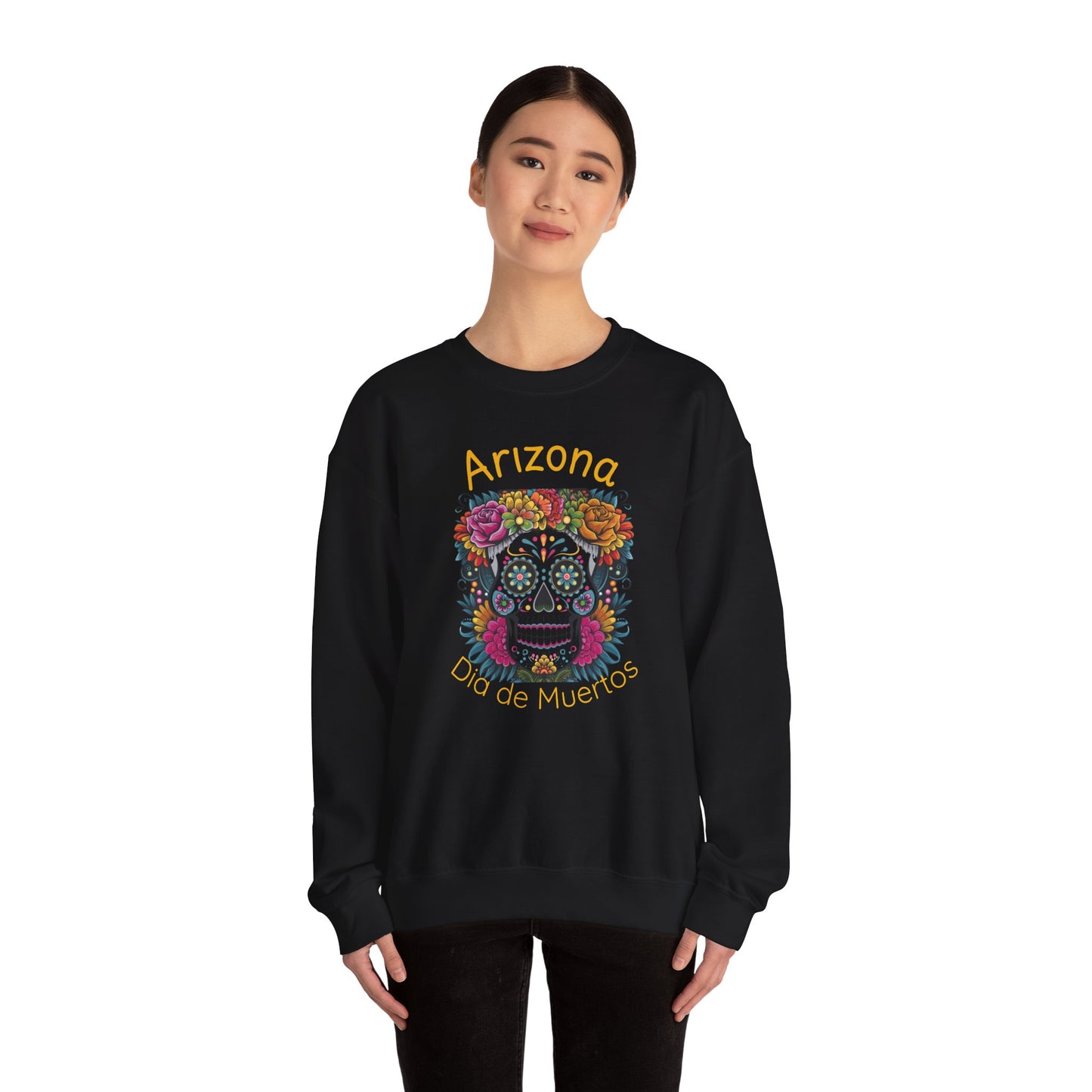 Arizona Día de Muertos Crewneck Sweatshirt | Cozy Unisex Apparel for DAy of the Dead Celebrations, Gifts, Homewear, Fall Fashion, Halloween