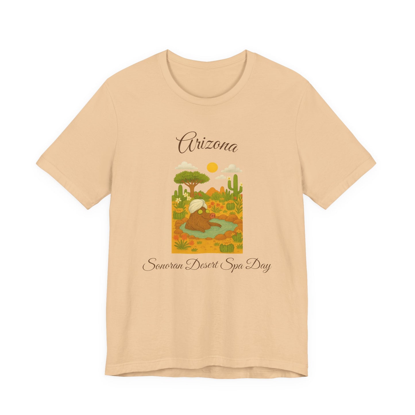 Arizona Sonoran Desert  Javelina Spa Day Souvenir Tee, Unisex Short Sleeve Shirt, Nature Lover Gift, Holiday Casual Wear, Adventure T-Shirt, Summer Travel Souvenir