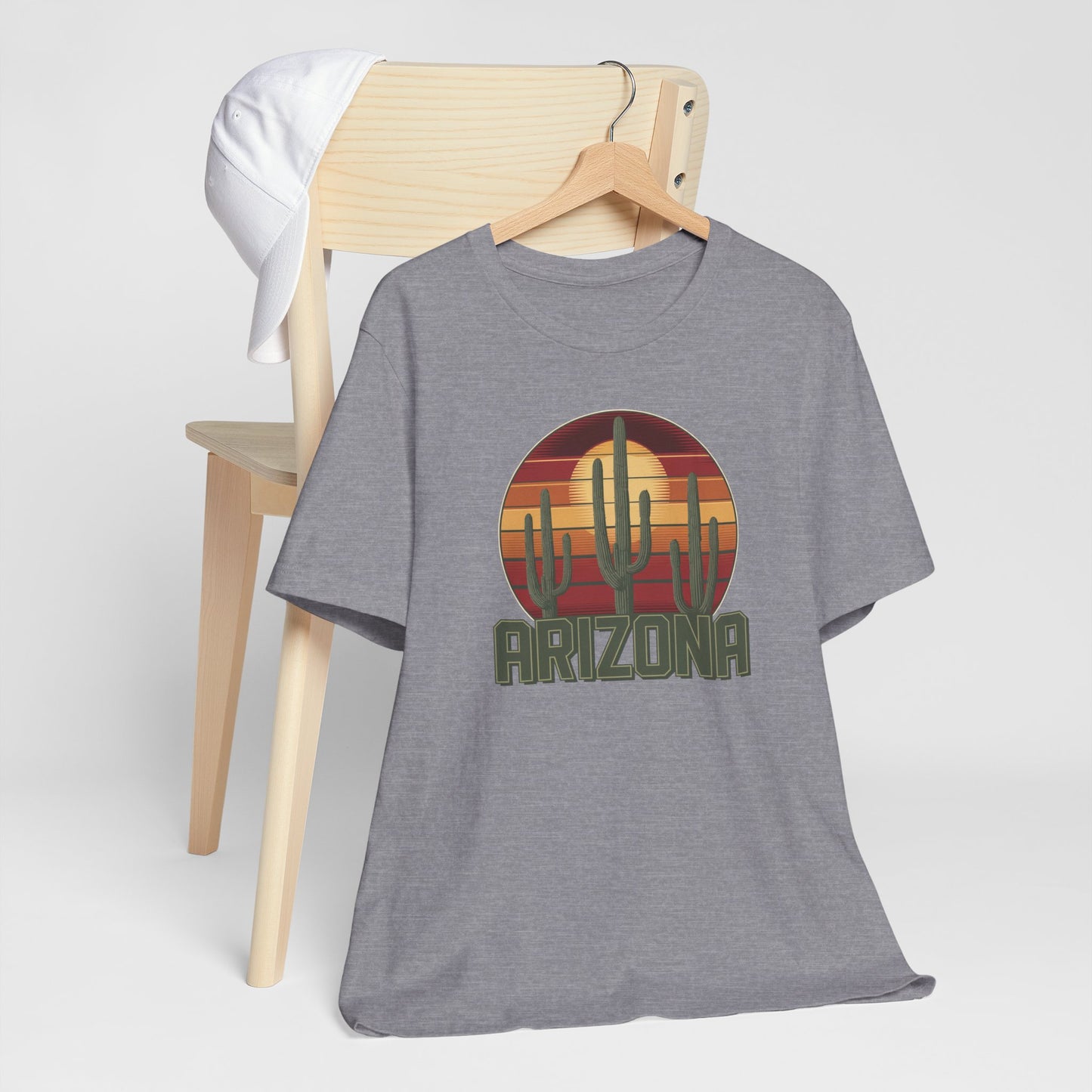 Arizona Desert Three Saguaro Cactus at Sunset Graphic Tee for Nature Lovers, Boho Summer Shirt, Gift for Adventurers, Vacation Wear, Casual Outfit