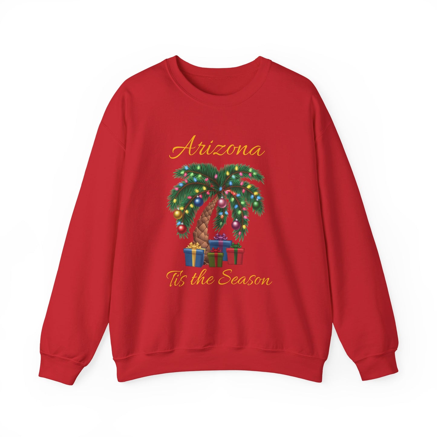 Arizona Christmas Palm Sweatshirt — "Tis the Season" with Presents