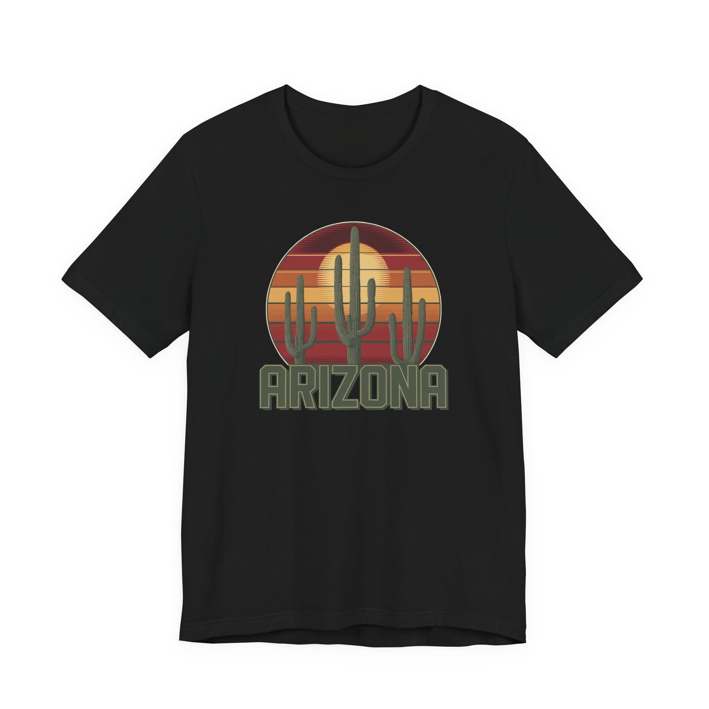 Arizona Desert Three Saguaro Cactus at Sunset Graphic Tee for Nature Lovers, Boho Summer Shirt, Gift for Adventurers, Vacation Wear, Casual Outfit