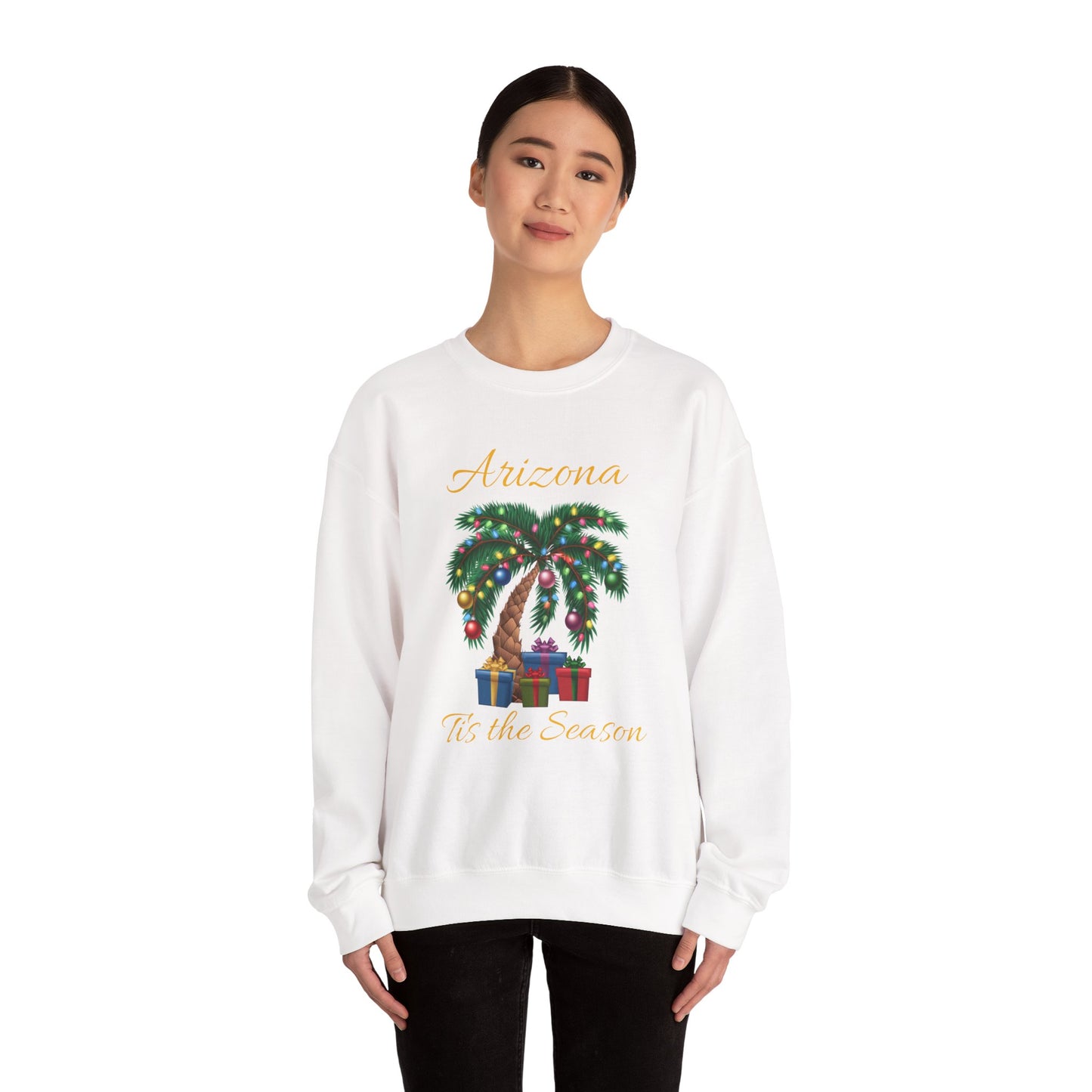 Arizona Christmas Palm Sweatshirt — "Tis the Season" with Presents