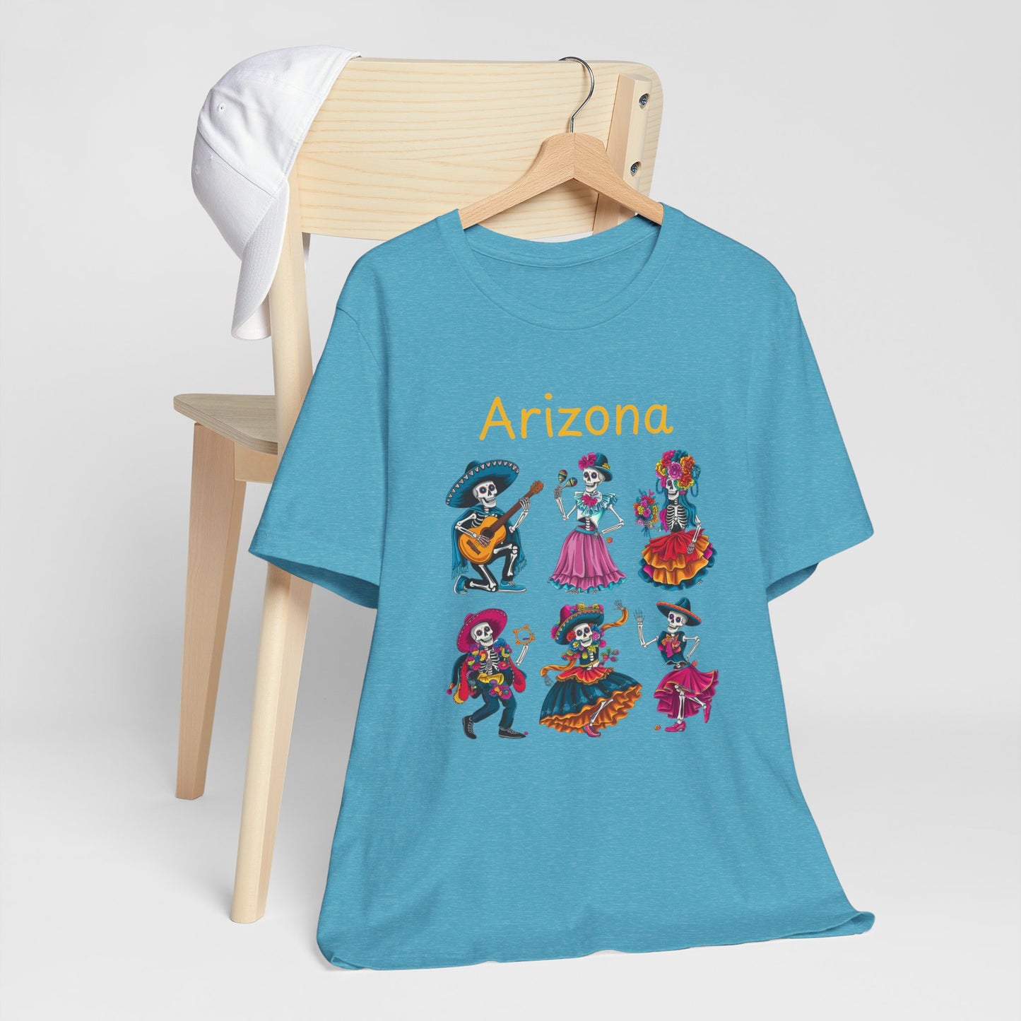 Day of the Dead Inspired Tee, Arizona Theme T-Shirt, Unisex Graphic Tee, Halloween Style Top, Mexican  Festival Wear