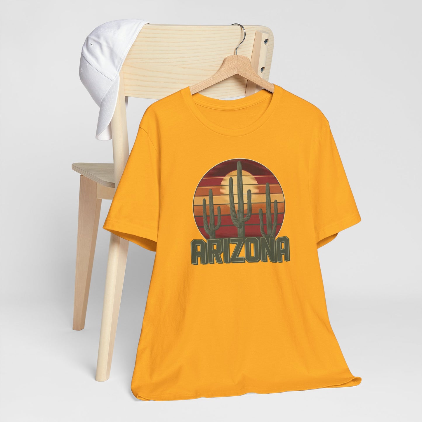 Arizona Desert Three Saguaro Cactus at Sunset Graphic Tee for Nature Lovers, Boho Summer Shirt, Gift for Adventurers, Vacation Wear, Casual Outfit