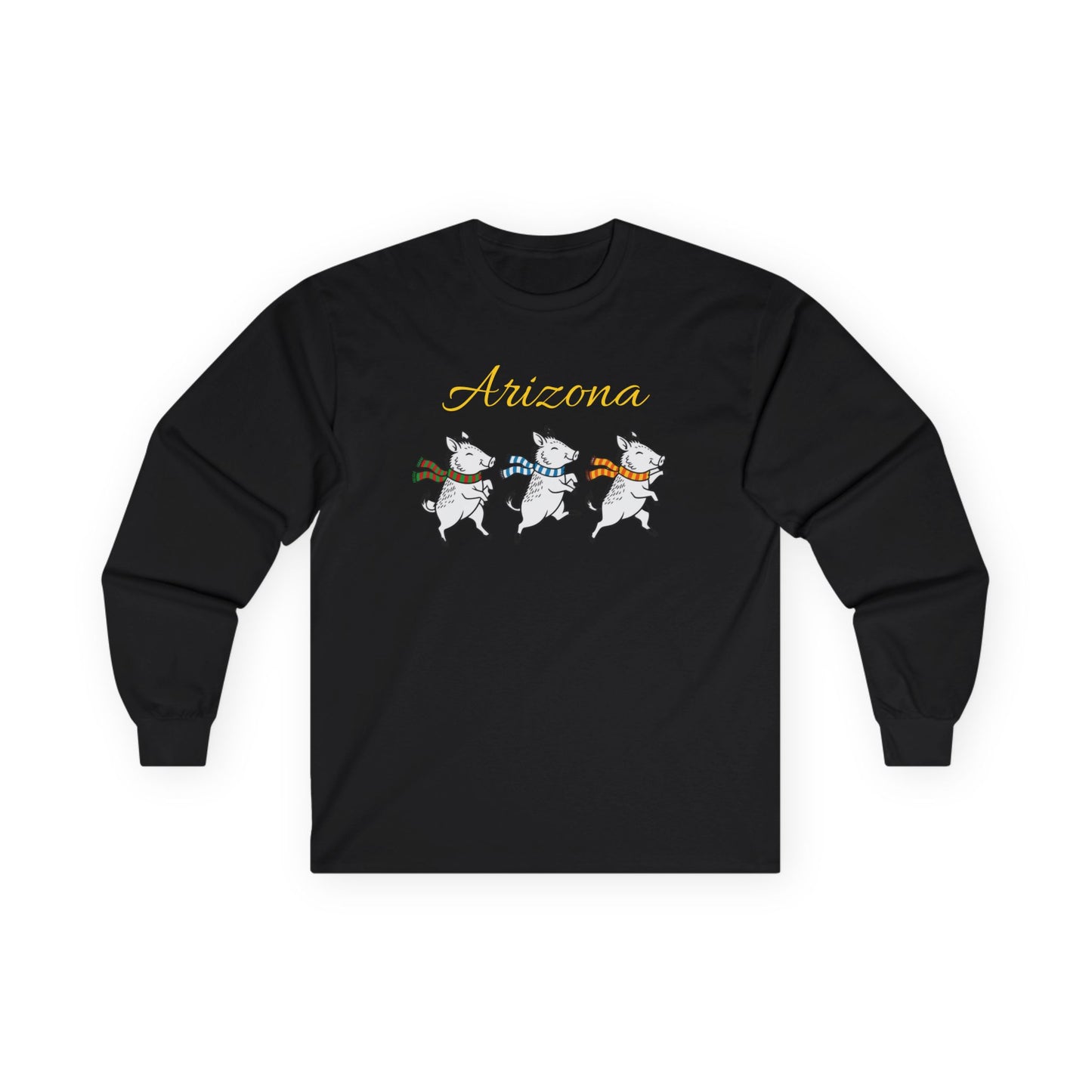 Arizona Dancing Javelinas in winter Long Sleeve Tee — Cute Sonoran desert Graphic Shirt
