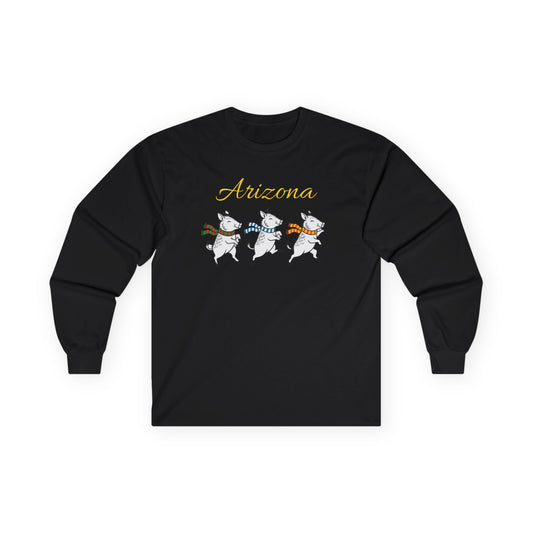 Arizona Dancing Javelinas in winter Long Sleeve Tee — Cute Sonoran desert Graphic Shirt