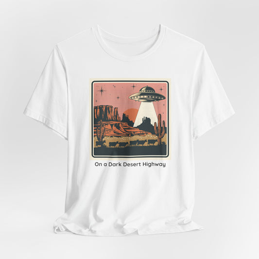 Retro UFO Desert Tee - Unisex Jersey Short Sleeve T-Shirt, Vintage Style Graphic Tee, Gift for Space Lovers, Summer Casual Wear, Music [...]