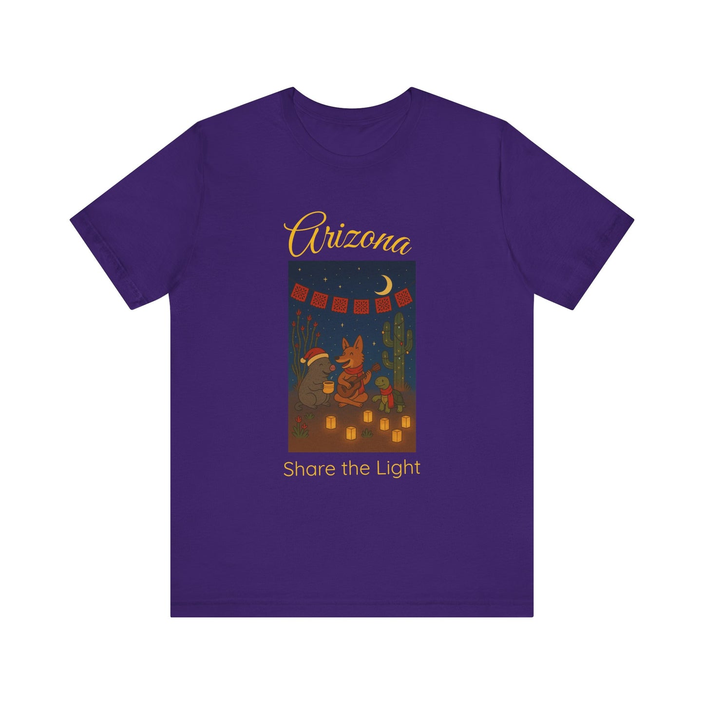 Arizona Desert Share the Light Unisex Tee, Southwest Vacation Shirt, Cactus Graphic T-Shirt, Gift for Travelers, Nature Lover Tee, Sunset