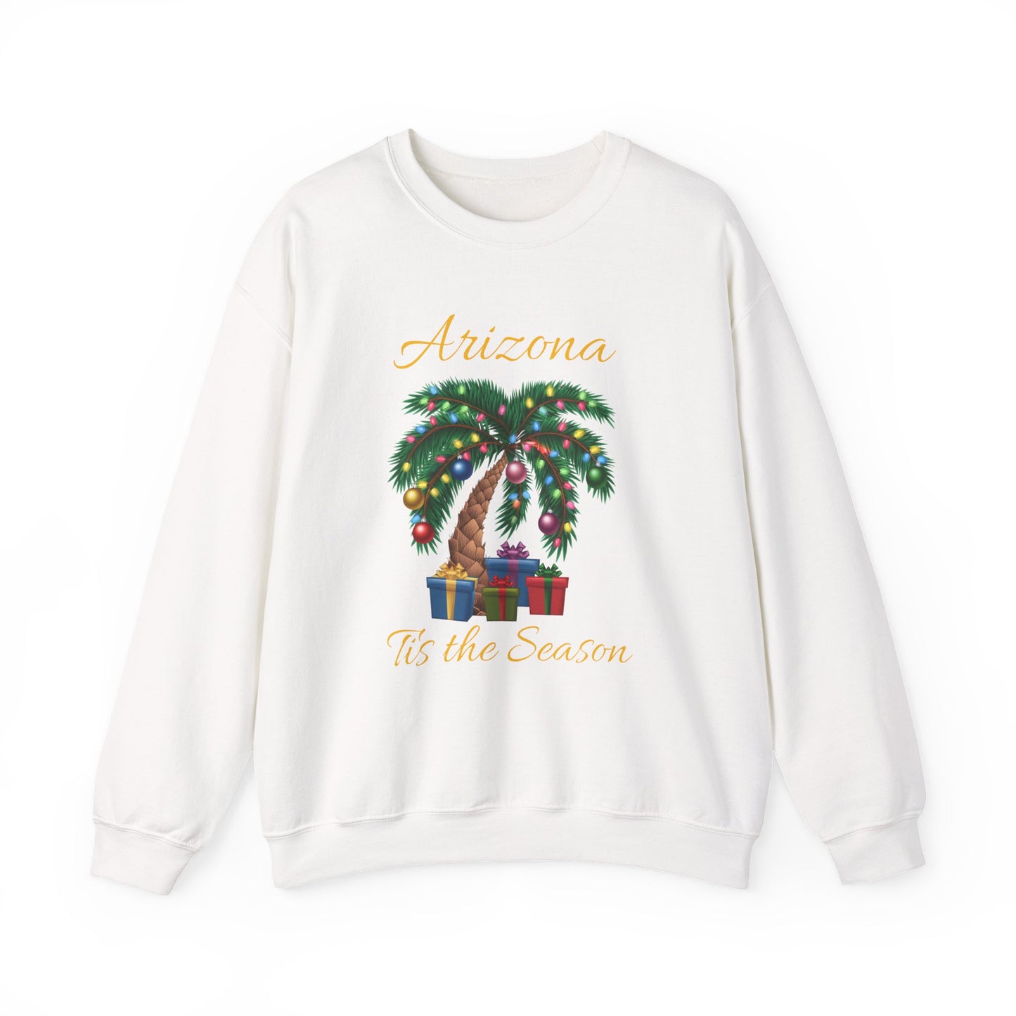 Arizona Christmas Palm Sweatshirt — "Tis the Season" with Presents