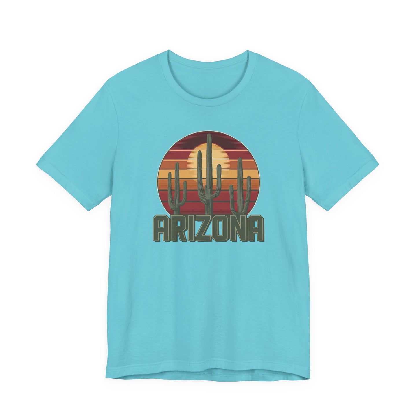 Arizona Desert Three Saguaro Cactus at Sunset Graphic Tee for Nature Lovers, Boho Summer Shirt, Gift for Adventurers, Vacation Wear, Casual Outfit