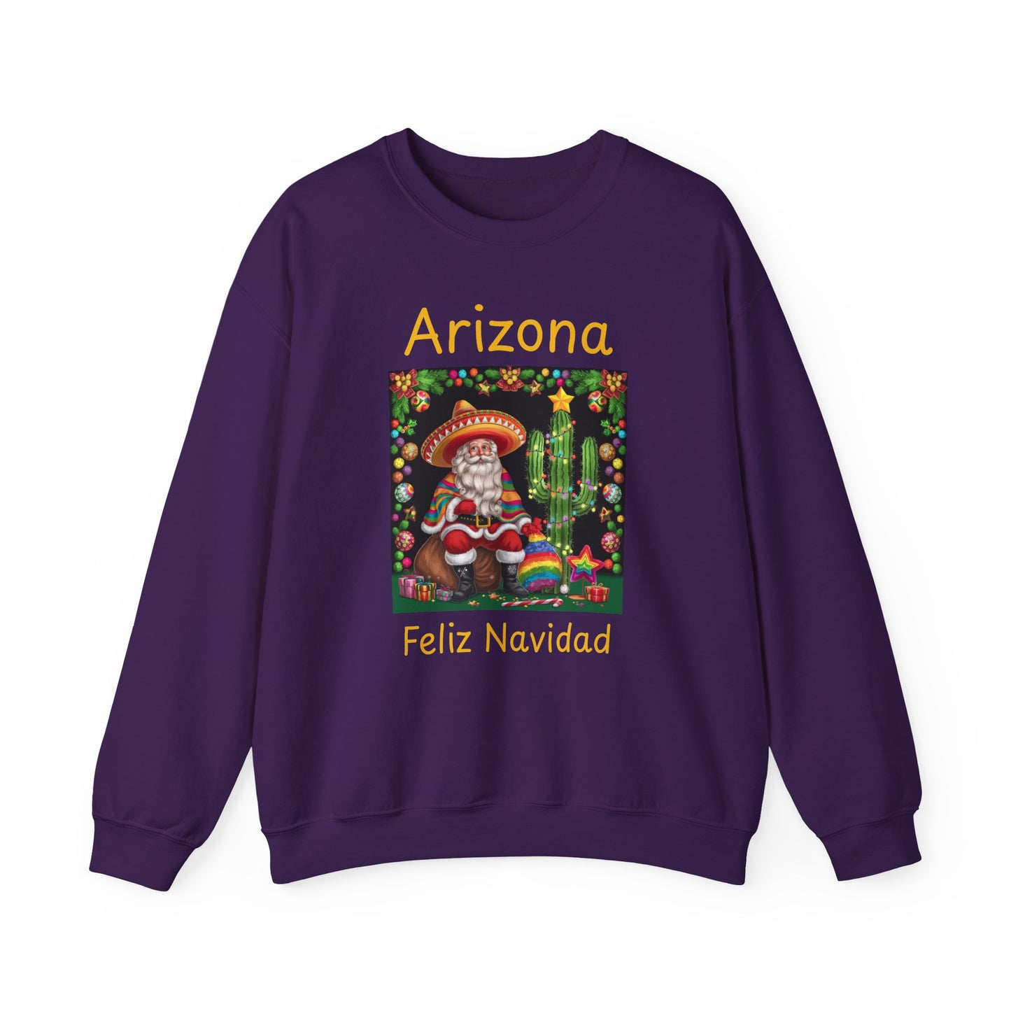Arizona Feliz Navidad Sweatshirt — Southwestern Santa Holiday Crewneck,Unisex
