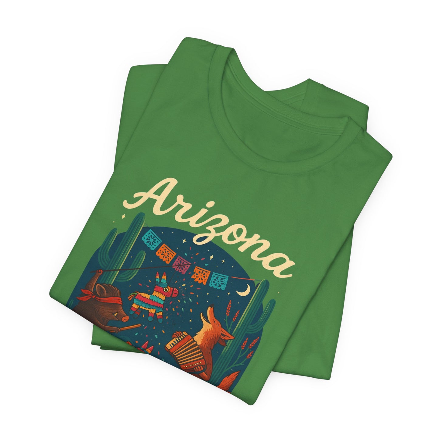 Desert Wildlife T-Shirt – Sonoran Desert Arizona coyote and javelina dancing at Pinata Party, Celebrate Good Times