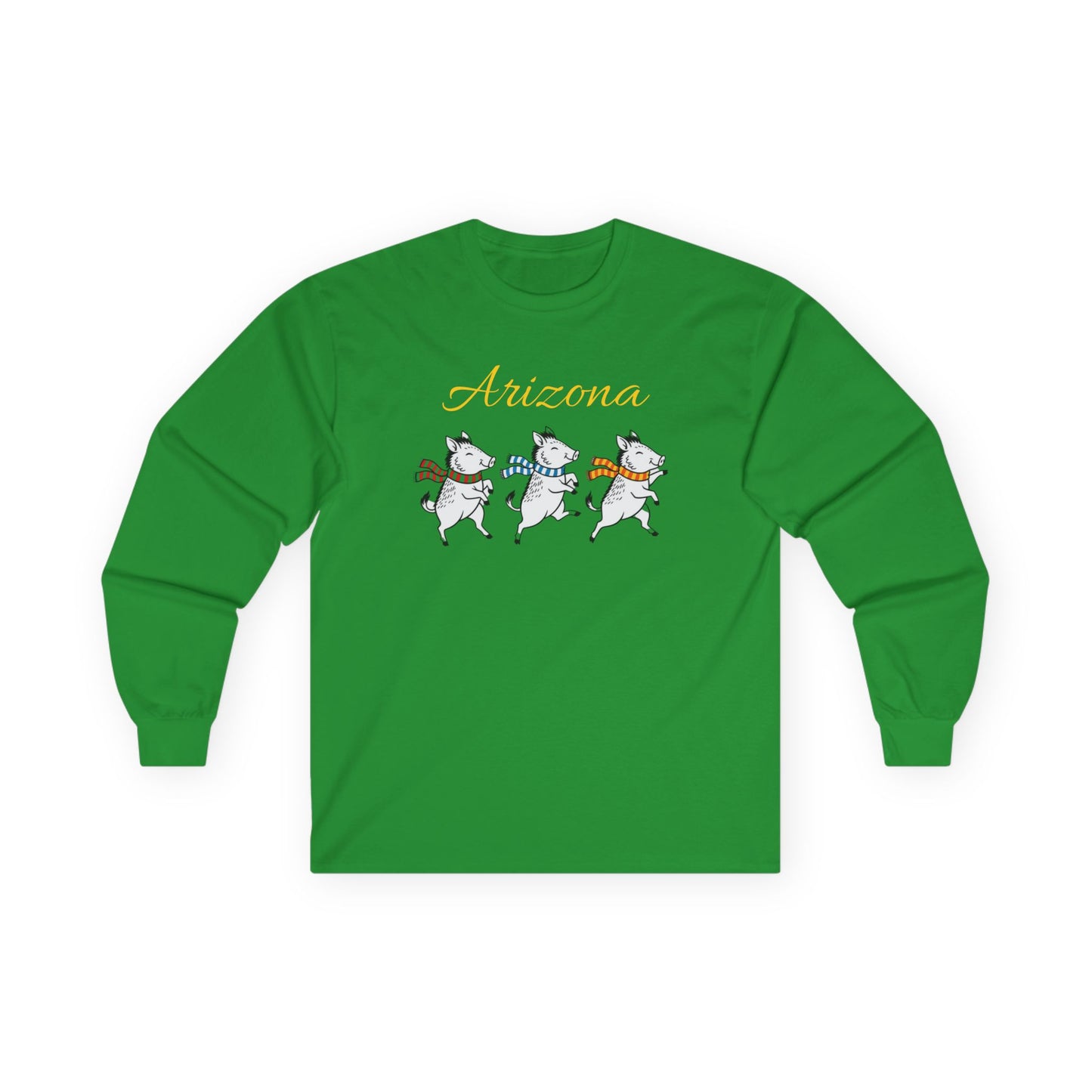 Arizona Dancing Javelinas in winter Long Sleeve Tee — Cute Sonoran desert Graphic Shirt
