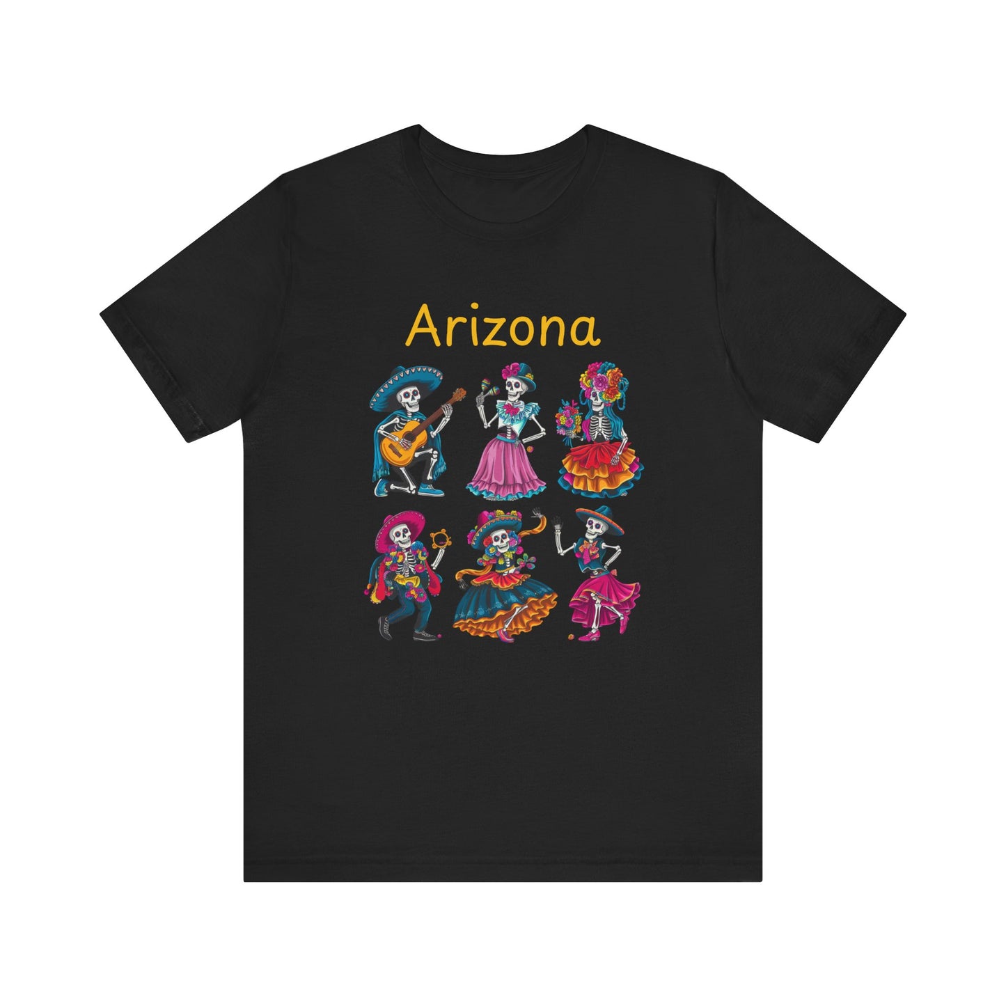Day of the Dead Inspired Tee, Arizona Theme T-Shirt, Unisex Graphic Tee, Halloween Style Top, Mexican  Festival Wear