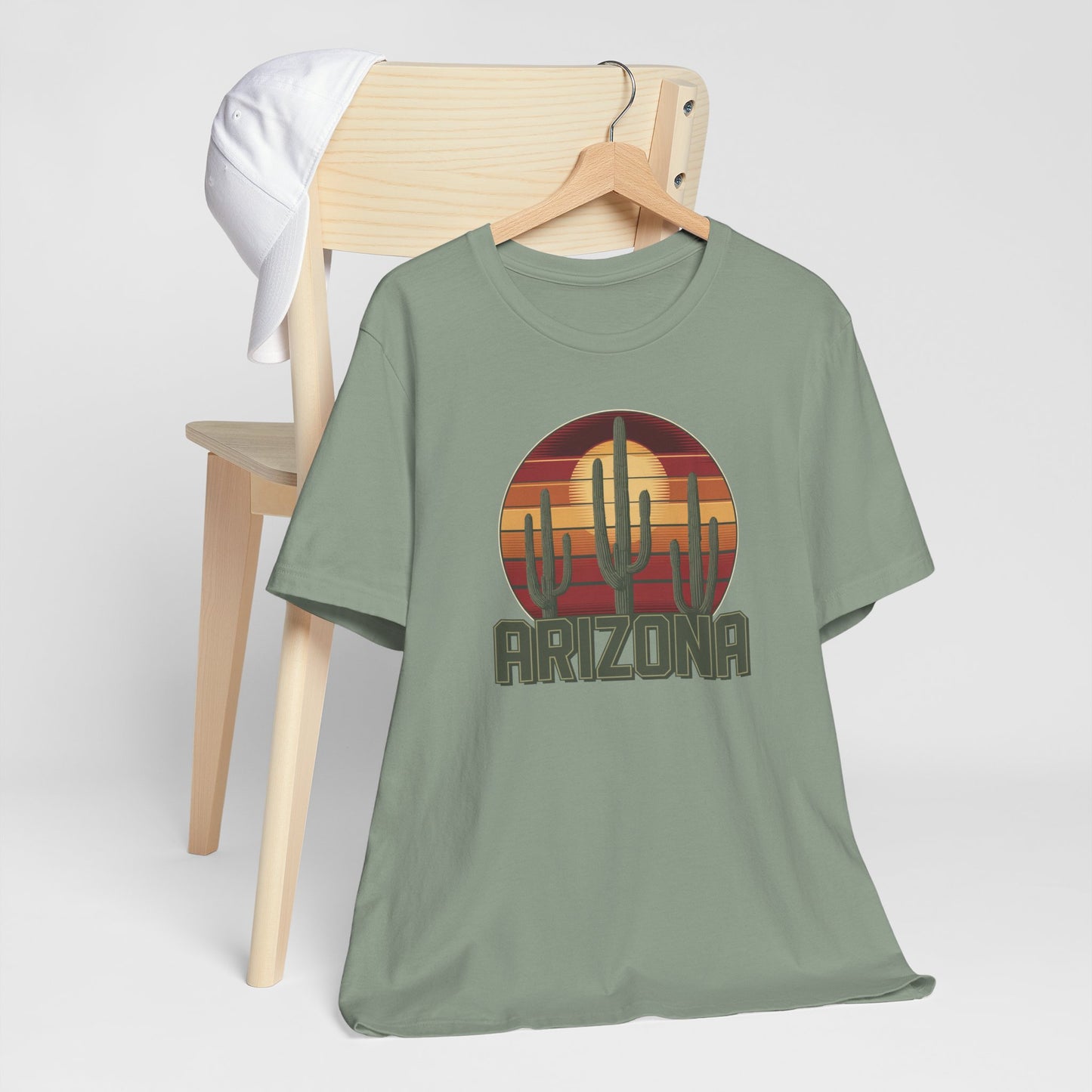 Arizona Desert Three Saguaro Cactus at Sunset Graphic Tee for Nature Lovers, Boho Summer Shirt, Gift for Adventurers, Vacation Wear, Casual Outfit