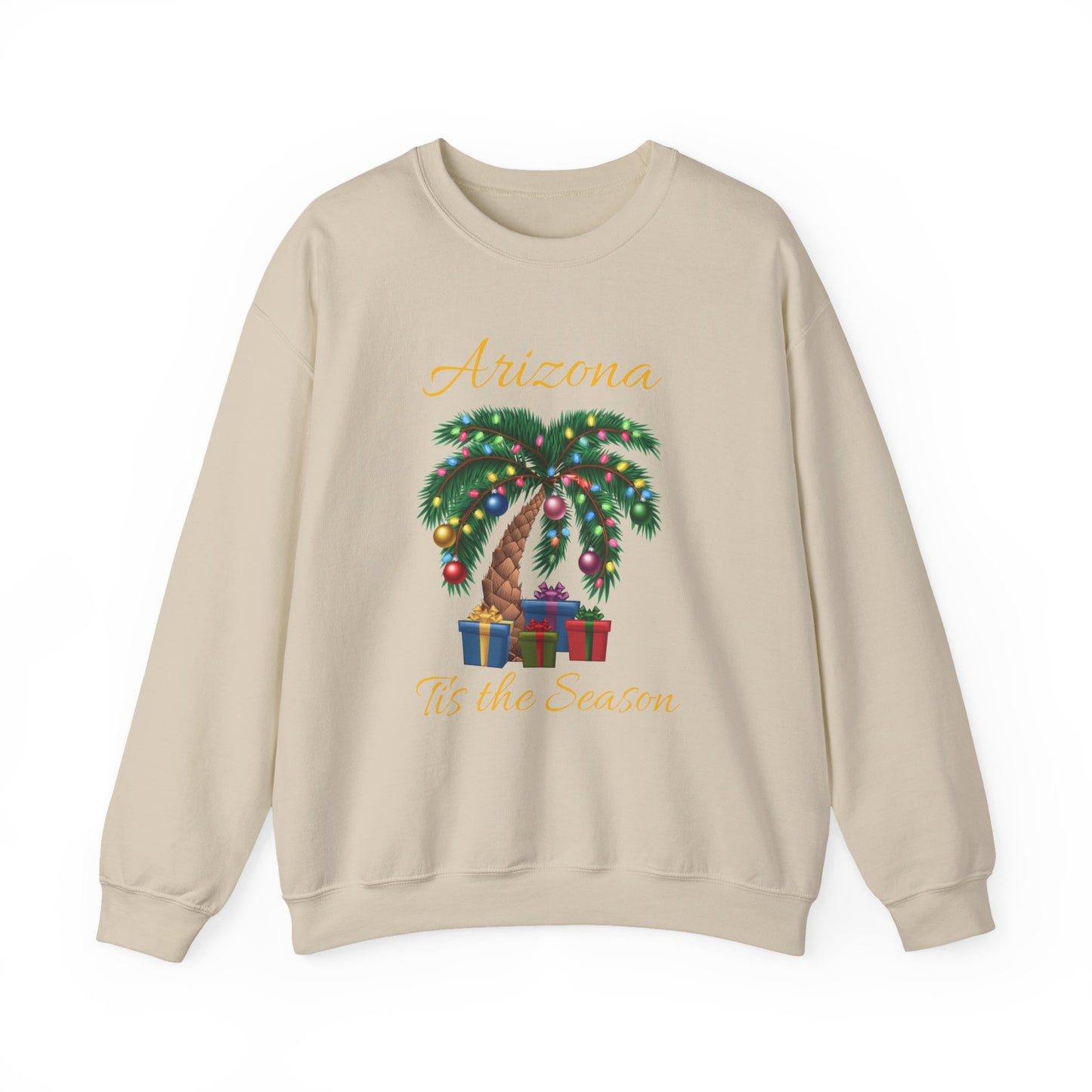 Arizona Christmas Palm Sweatshirt — "Tis the Season" with Presents