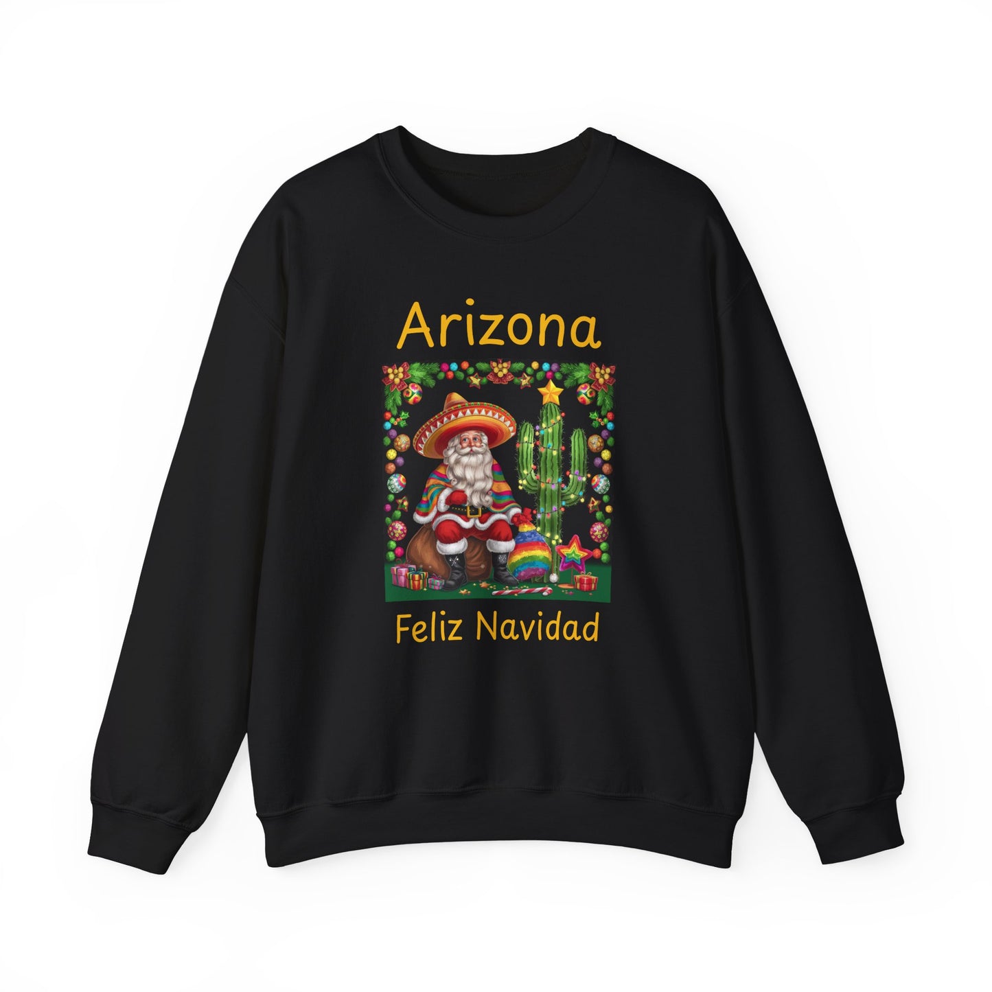 Arizona Feliz Navidad Sweatshirt — Southwestern Santa Holiday Crewneck,Unisex