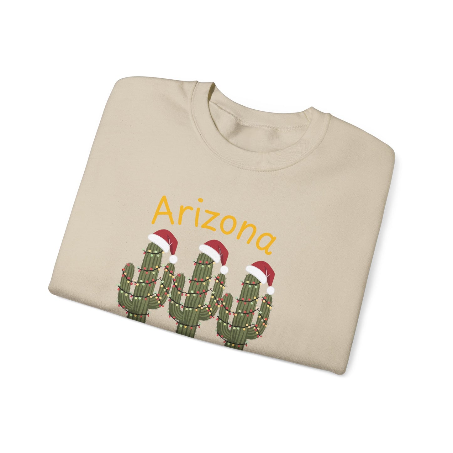 Arizona Merry and Bright Crewneck Sweatshirt, Holiday Saguaro Cactus