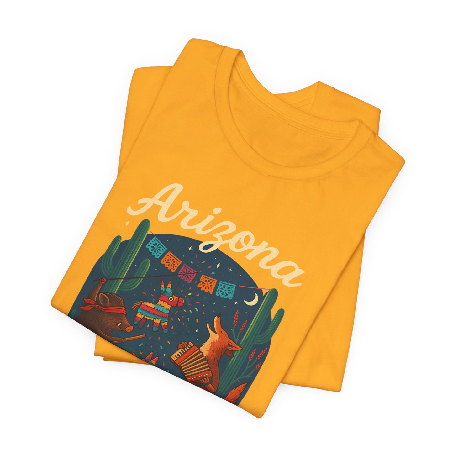 Desert Wildlife T-Shirt – Sonoran Desert Arizona coyote and javelina dancing at Pinata Party, Celebrate Good Times